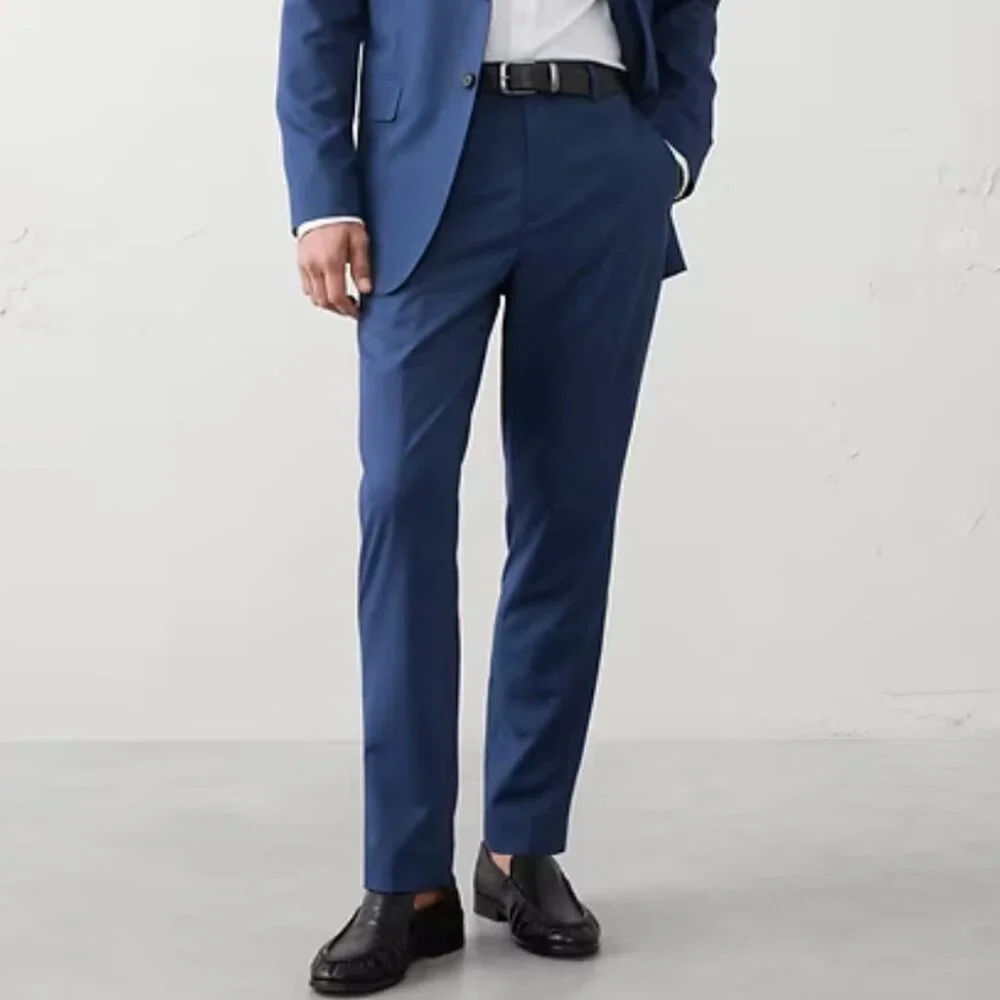 Banana Republic Tailored-Fit Mini Check Suit Trouser, Blue Jay, 30Wx30L, EUC